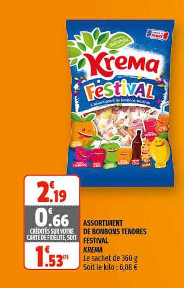 assortiment de bonbons tendres festival krema