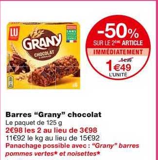 barres "grany" chocolat