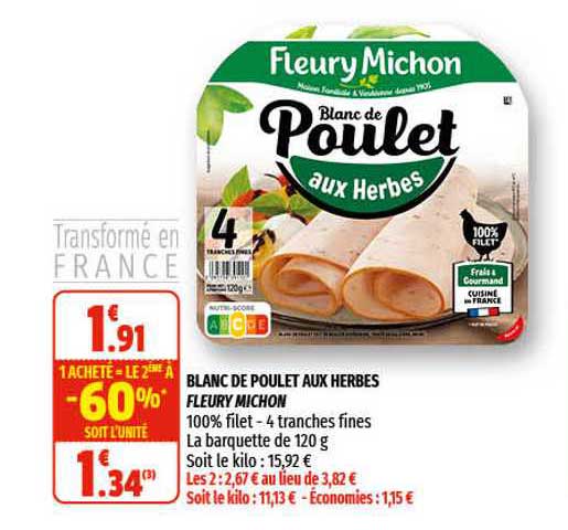 blanc de poulet aux herbes fleury michon