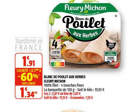 blanc de poulet aux herbes fleury michon