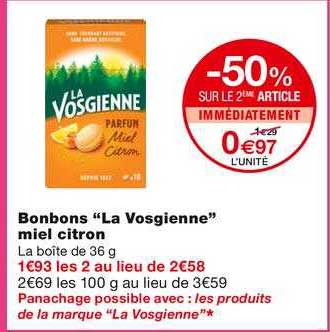 bonbons "la vosgienne" miel citron