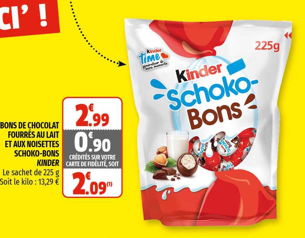 bons de chocolat fourrés au lait et aux noisettes schoko-bons kinder