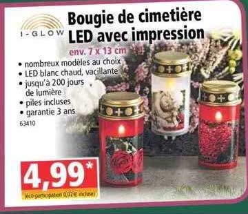 bougie de cimetière led avec impression i-glow