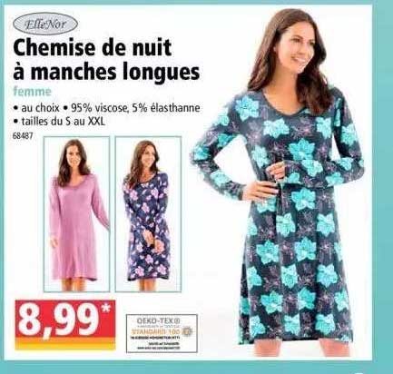 Chemise De Nuit à Manches Longues ElleNor
