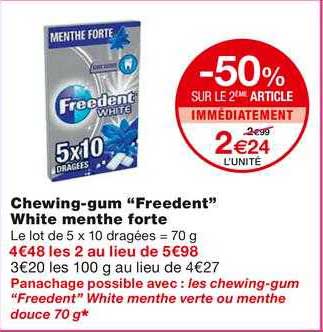 chewing-gum "freedent" white menthe forte