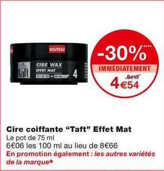 cire coiffante "taft" effet mat