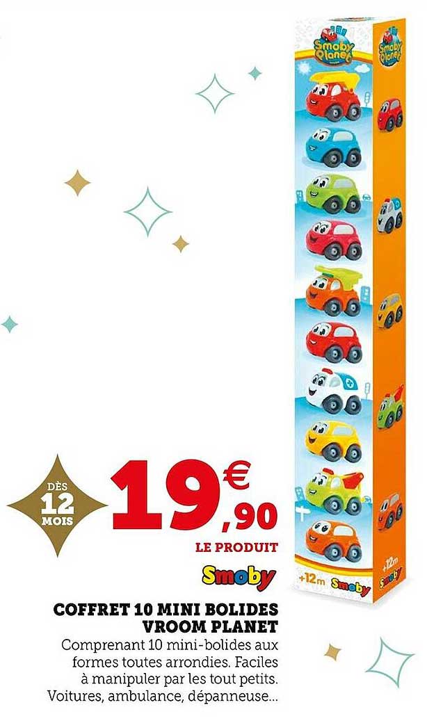 coffret 10 mini bolides vroom planet smoby