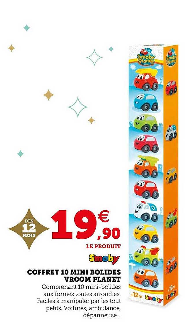coffret 10 mini bolides vroom planet smoby