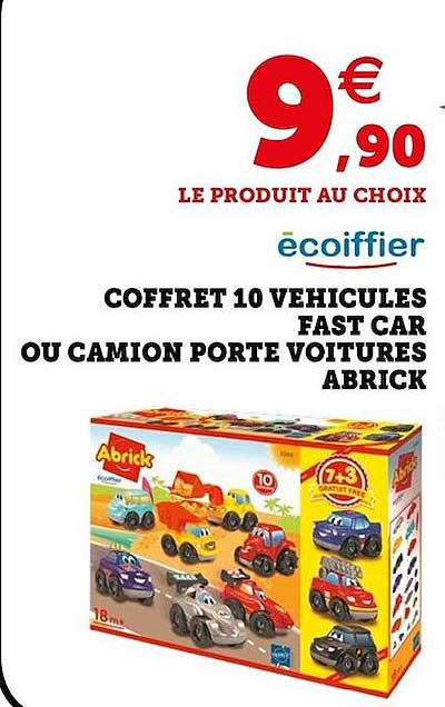 coffret 10 véhicules fast car ou camion porte voitures abrick