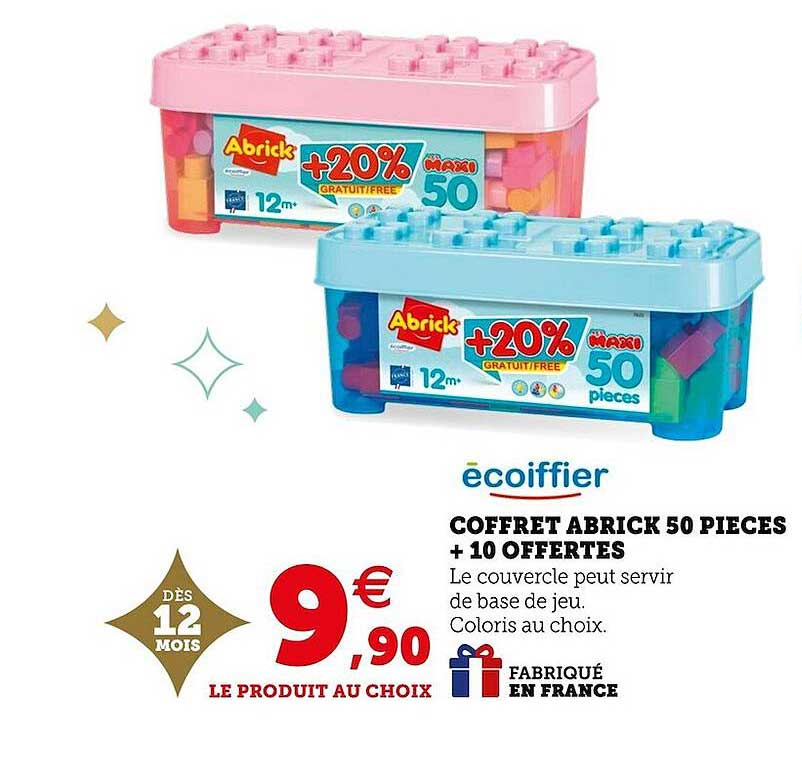 coffret abrick 50 pièces + 10 offertes écoiffier