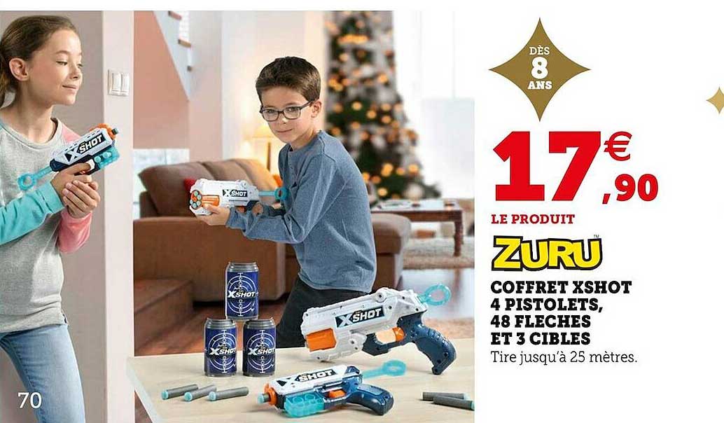 Coffret Xshot 4 Pistolets, 48 Flèches Et 3 Cibles Zuru