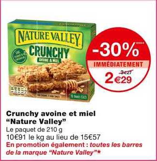 crunchy avoine et miel "nature valley"