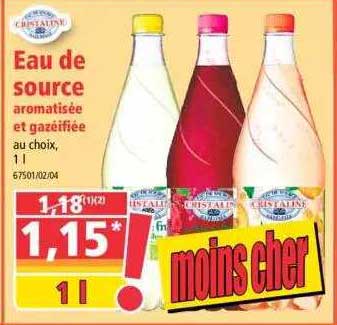 eau de source aromatisée et gazéifiée cristaline
