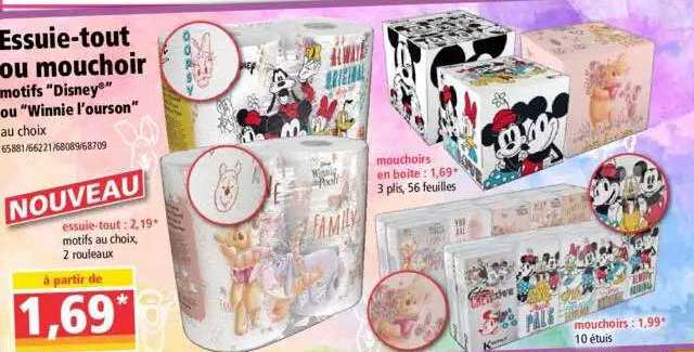 essuie-tout ou mouchoir motifs "disney" ou "winnie l'ourson"