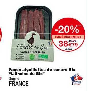 façon aiguillettes de canard bio "l'enclos du bio"
