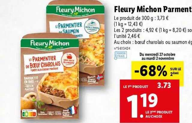 fleur michon parmentier -68% sur le 2ème