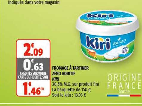 fromage à tartiner zéro additif kiri