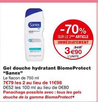 gel douche hydratant biomeProtect "sanex"
