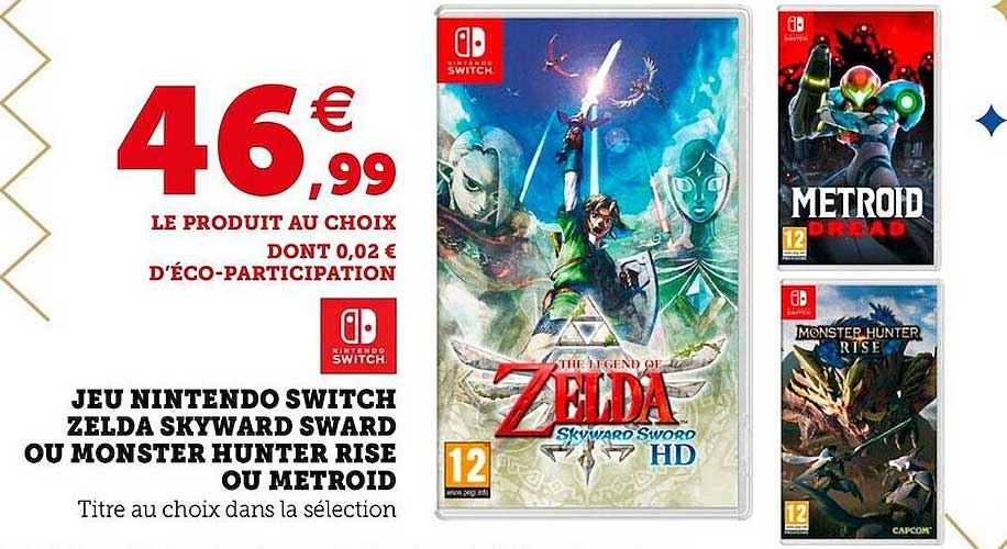 jeu nintendo switch zelda skyward sward ou monster hunter rise ou metroid
