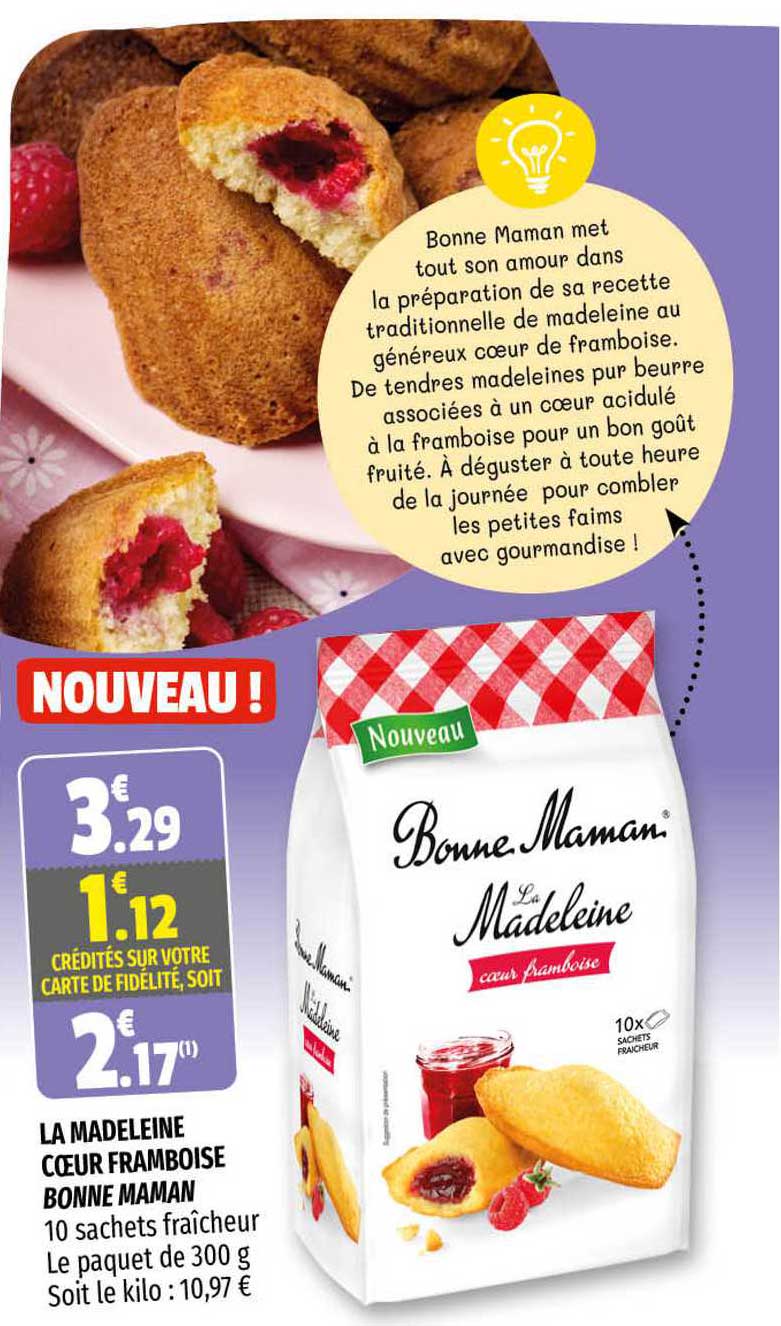 la madeleine cœur framboise bonne maman