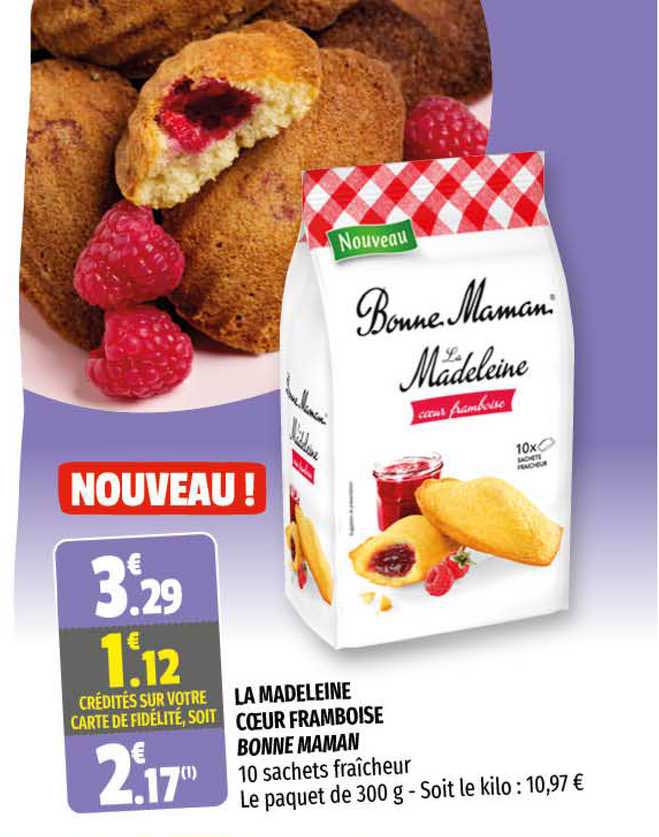 la madeleine cœur framboise bonne maman