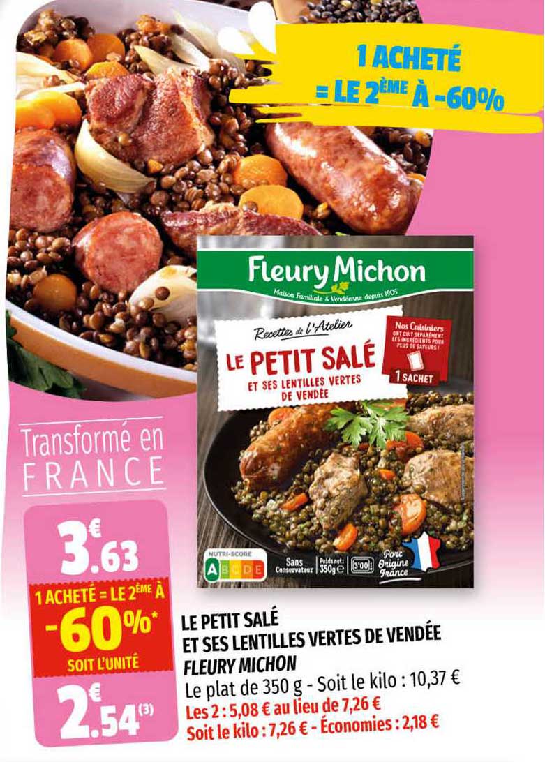 le petit salé et ses lentilles vertes de vendée fleury michon
