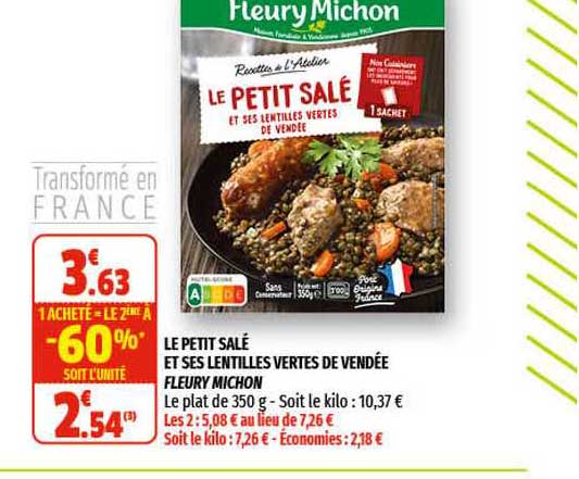 le petit salé et ses lentilles vertes de vendée fleury michon