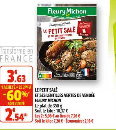 le petit salé et ses lentilles vertes de vendée fleury michon