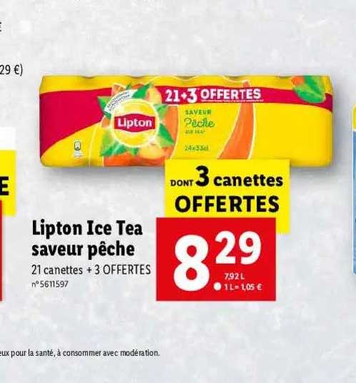 lipton ice tea saveur pêche dont 3 canettes offertes