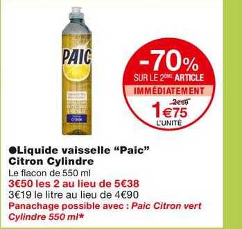 liquide vaisselle "paic" citron cylindre