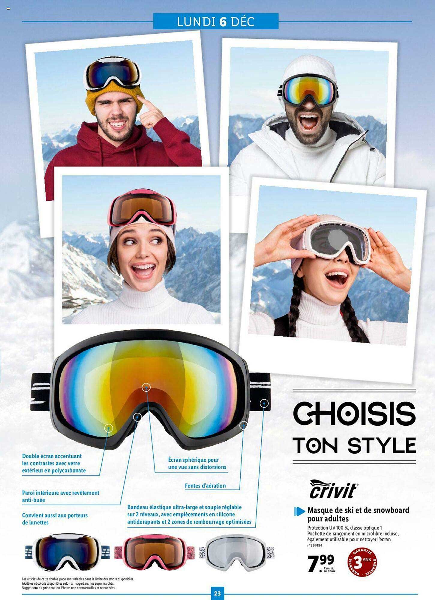 masque de ski et de snowboard pour adultes crivit