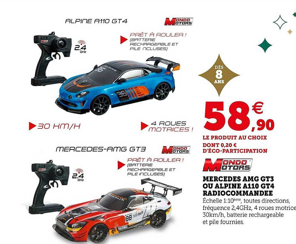 mercedes amg gt3 ou alpine a110 gt4 radiocommandée