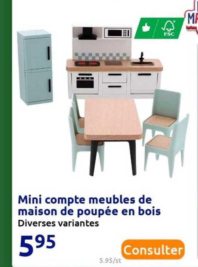 mini compte meubles de maison de poupée en bois