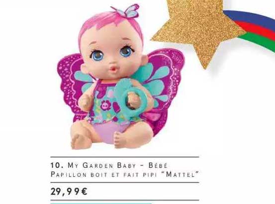 my garden baby - bébé papillon boit et fait pipi "mattel"