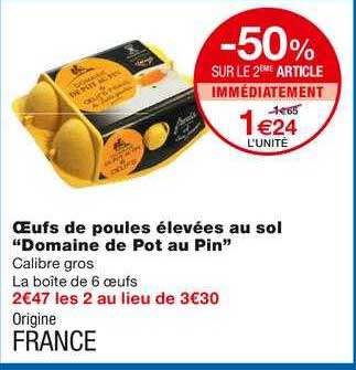 oeufs de poules élevées au sol "domaine de pot au pin"