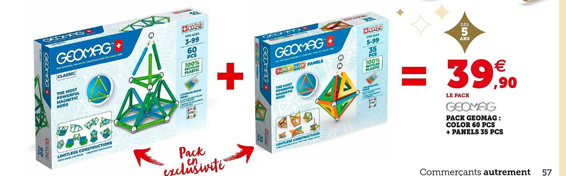 Pack Geomag : Color 60 Pcs + Panels 35 Pcs