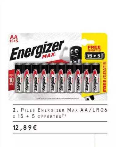 piles energizer max aa - lr06 x15 + 5 offertes