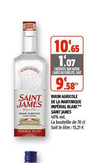 Rhum Agricole De La Martinique Impérial Blanc Saint James