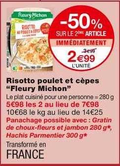 risotto poulet et cèpes "fleury michon"