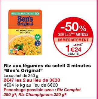 riz aux légumes du soleil 2 minutes "ben's original"