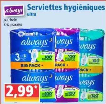 serviettes hygiéniques ultra always