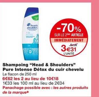 shampoing "head & shoulders" pure intense détox du cuir chevelu