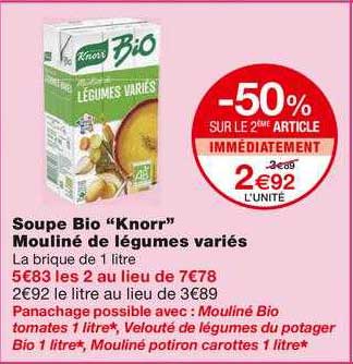 soupe bio "knorr" mouliné de légumes variés