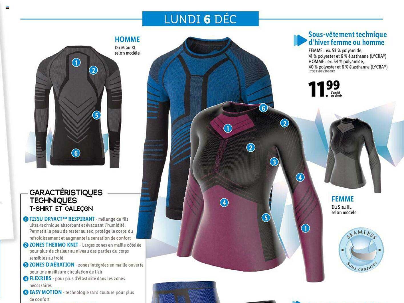 sous-vêtement technique d'hivere femme ou homme