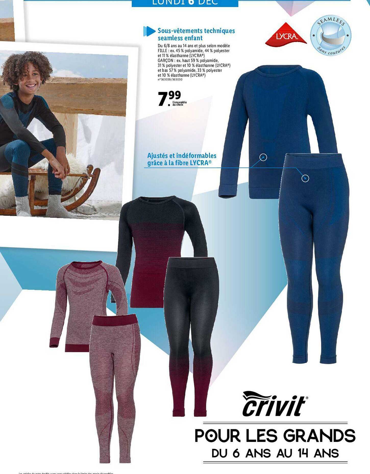sous-vêtements technique seamless enfant lycra