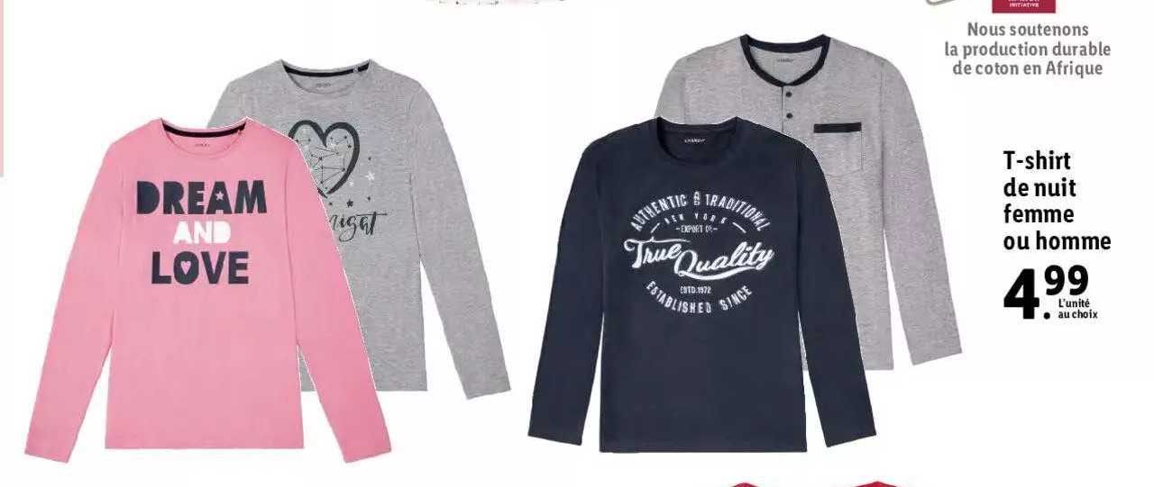 t-shirt de nuit femme ou homme