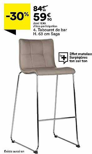 tabouret de bar h. 63 cm saga