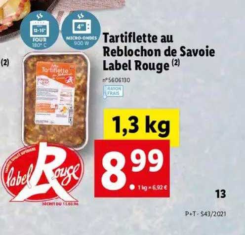 Tartiflette Au Reblochon De Savoie Label Rouge Label Rouge
