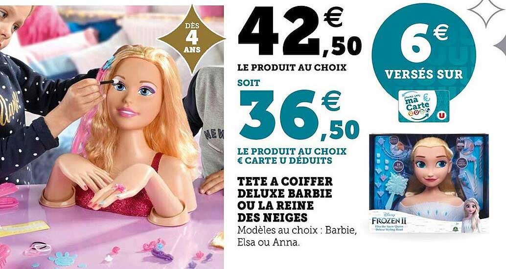 tête à coiffer deluxe barbie ou la reine des neiges