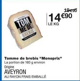 Tomme De Brebis "monoprix"